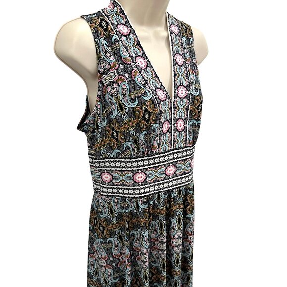 Maggy London Petite Multicolor Paisley Sleeveless Dress Size 10P - Picture 2 of 9